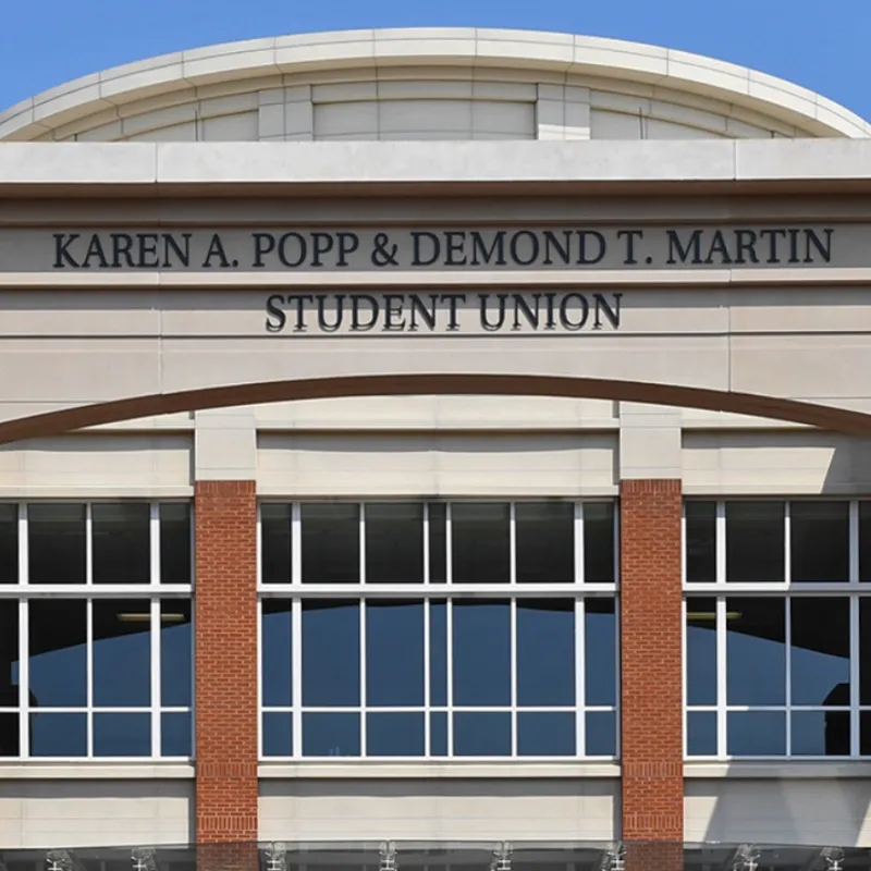 Close-up shot of the Popp Martin Student Union